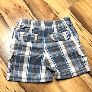 LL Bean 12-18 Months gray/ blue/ white plaid cargo shorts